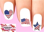 4th of July Fireworks, Flag & Heart Assorted Set of 20 Waterslide Nail Decals