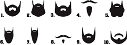 Beard Mustache Silhouette Set of 20 Waterslide Nail Decals