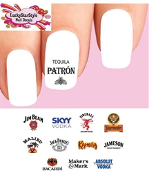Alcohol Spirits Liquor Assorted #1 Set of 48 Waterslide Nail Decals