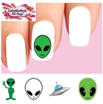 Alien UFO Spaceship Space Extraterrestrial Assorted Set of 20 Waterslide Nail Decals