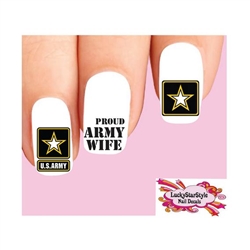 United States US Proud Army Wife Assorted Set of 20 Waterslide Nail Decals