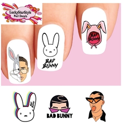 Bad Bunny Assorted Set of 20 Waterslide Nail Decals