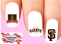 San Francisco Giants Baseball Assorted Set of 20  Waterslide Nail Decals