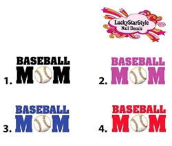 Baseball Mom Set of 20 Waterslide Nail Decals