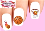 Basketball, Flames Net Assorted Set of 20 Waterslide Nail Decals