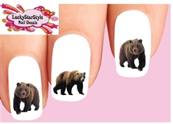 Grizzly Bears Assorted Set of 20 Waterslide Nail Decals