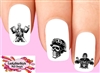 Biker Motorcycle Skeleton Skull Silhouette Assorted Set of 20 Waterslide Nail Decals