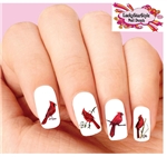 Red Cardinal Assorted Set of 20 Waterslide Nail Decals