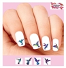 Blue and Purple Hummingbirds Assorted Set of 48 Waterslide Nail Decals