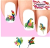 Tropical Parrot & Flowers Assorted Set of 20 Waterslide Nail Decals
