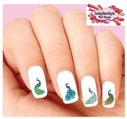 Peacock Assorted Set of 20 Waterslide Nail Decals