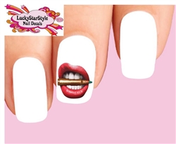 Bite the Bullet Red Lips Set of 20 Waterslide Nail Decals