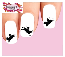 Cowboy Bull Riding Rider Silhouette Set of 20 Waterslide Nail Decals