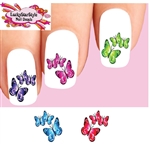 3 Colorful Butterflies Assorted  Set of 20 Waterslide Nail Decals