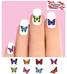 Colorful Butterflies Butterfly Assorted Set of 48 Waterslide Nail Decals