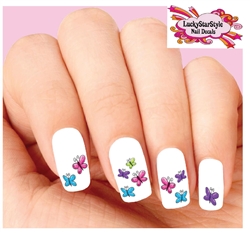 Colorful Butterflies Assorted Set of 20 Waterslide Nail Decals