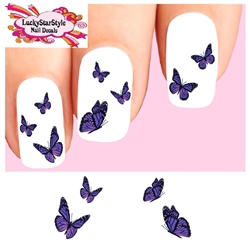 Purple Monarch Butterflies Butterfly Assorted Set of 20 Waterslide Nail Decals