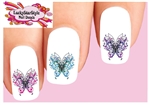 Butterfly with Flowers & Scrolls Assorted Set of 20 Waterslide Nail Decals