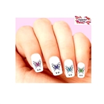 Colorful Butterfly with Scrolls Assorted Set of 20 Waterslide Nail Decals