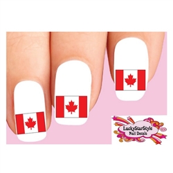 Canada Canadian Flag Set of 20 Waterslide Nail Decals