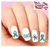 Ovarian Cancer Awareness Teal Ribbon Hope Butterfly Set of 20 Waterslide Nail Decals