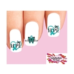 Ovarian Cancer Awareness Teal Ribbon Hope Butterfly Assorted Set of 20 Waterslide Nail Decals