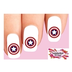 Captain America Set of 20 Waterslide Nail Decals