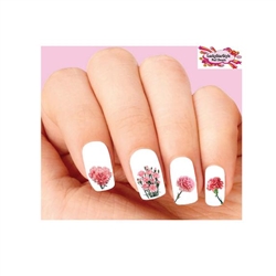 Pink Carnations Set of 20 Waterslide Nail Decals