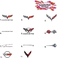 Corvette Waterslide Set of 20 Nail Decals