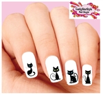 Cute Black Cat Assorted Set of 20 Waterslide Nail Decals