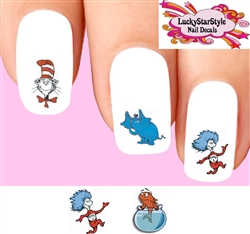 Cat in the Hat Thing Horton Thorax Assorted Set of 20 Waterslide Nail Decals
