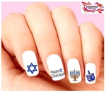 Chanukah Jewish Holiday Menorah Dreidel Assorted Set of 20 Waterslide Nail Decals