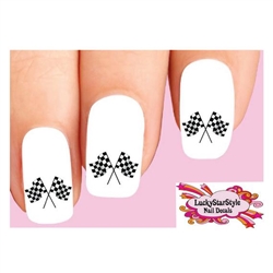 Checkered Car Racing Flags Set of 20 Waterslide Nail Decals