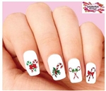 Christmas Holiday Candy Cane Assorted Set of 20 Waterslide Nail Decals