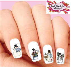 Christmas Holiday Rustic Country Snowman Assorted #1 Set of 20 Waterslide Nail Decals