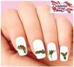 Christmas Holiday Holly with Berries Assorted Set of 20 Waterslide Nail Decals