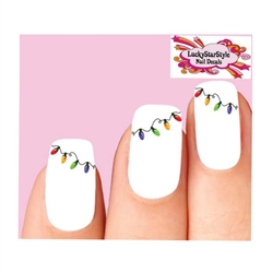 Christmas Holiday String of Lights Set of 20 Waterslide Nail Decals