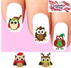 Christmas Holiday Santa Owls Assorted Set of 20 Waterslide Nail Decals