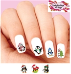 Christmas Holiday Penguin Assorted Set of 20 Waterslide Nail Decals