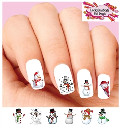 Christmas Holiday Snowman Assorted Set of 20 Waterslide Nail Decals