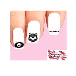 University of Georgia Bulldogs Assorted Set of 20 Waterslide Nail Decals