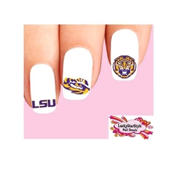 Louisiana State University LSU Tigers Assorted Set of 20 Waterslide Nail Decals