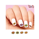 Comic Strip Sounds Pow, Bam, Kaboom, Boom, Zap, Smash Assorted Set of 20 Waterslide Nail Decals