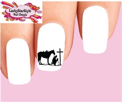 Cowboy at Cross Silhouette Set of 20 Waterslide Nail Decals