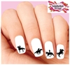 Cowgirl Riding Silhouette Assorted Set of 20 Waterslide Nail Decals