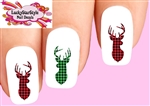 Red & Green Buffalo Plaid Deer Assorted Set of 20 Waterslide Nail Decals