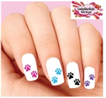 Colorful Dog Paws Assorted Set of 20 Waterslide Nail Decals