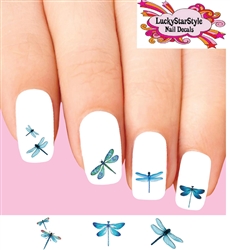 Blue Dragonfly Assorted Set of 20 Waterslide Nail Decals