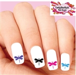 Colorful Dragonfly Silhouette Assorted Set of 20 Waterslide Nail Decals