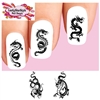 Black Dragon Silhouette Assorted Set of 20 Waterslide Nail Decals